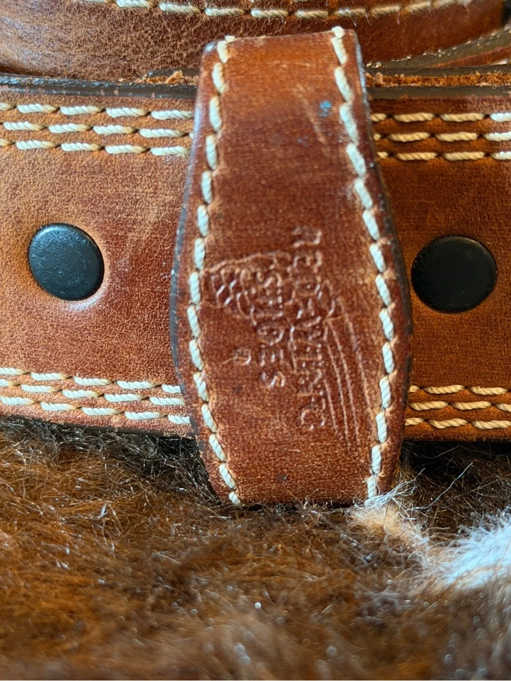 Men’s REDWING Brown Leather Belt with White Contrast Stitching